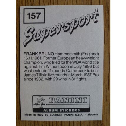 Frank Bruno - Panini Supersport Sticker (1987) - #157