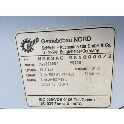 GETRIEBEBAU NORDAC SK10000/3 AC DRIVE,3-PH,0-380/415V,76100005, 16.0A,Ez