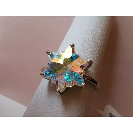 SET Star Stellaris Aurora Ring & Pendant Made With Swarovski AB Crystal 925 Sz P
