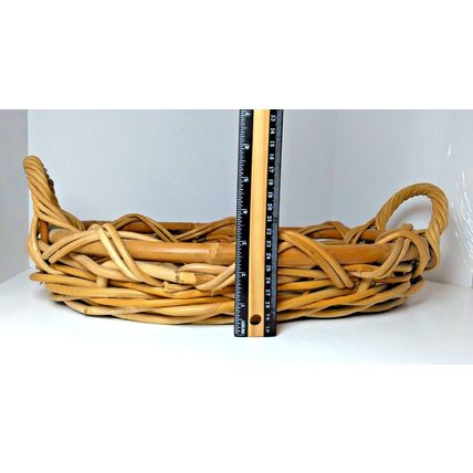 Heavy/Sturdy Flat Oval Basket w/ Side handles/ Ribbed/Bamboo - Sm. Pet Bed/More!