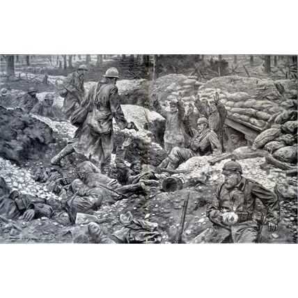 COLLECTION OF PRISONERS 1915 José Simont FRANCE WORLD WAR I PRINT