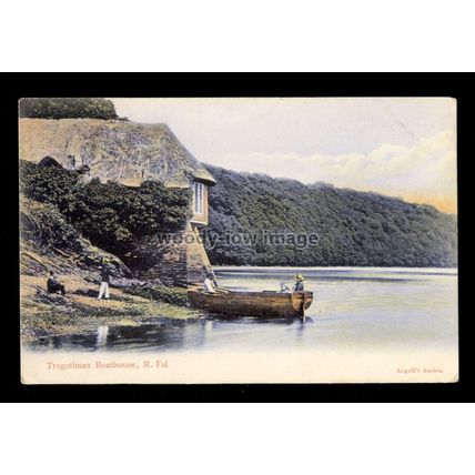 TQ2973 - Cornwall - Early Tregothnan Boathouse on the River Fal - postcard
