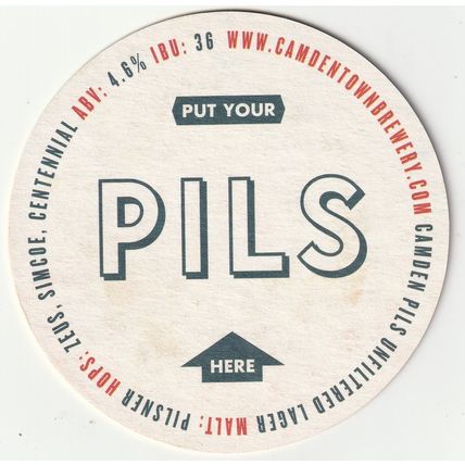 BEER MAT - CAMDEN TOWN BREWERY - PILS - (Cat No 027) - (2015)