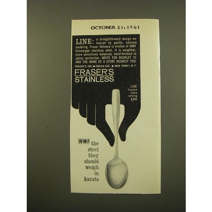 1961 Fraser's Line Flatware Advertisement