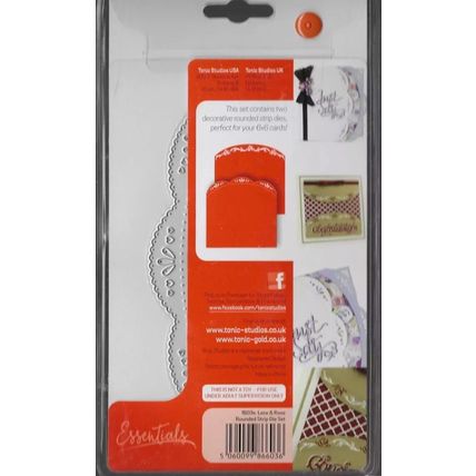 Tonic Studios. Lace And Rose Rounded Strip Die Set. Die Cutting Cardmaking Craft