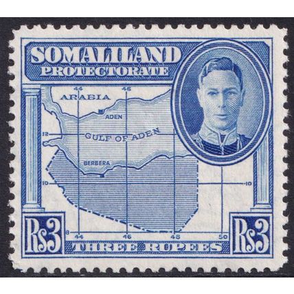 Somaliland Protectorate KGVI 1942 3r Bright Blue Map SG115 Mint MH