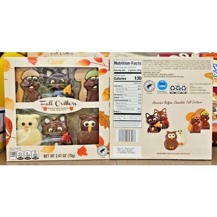 Choceur Fall Critters Belgian Milk, White & Dark Chocolate 2.47oz 70g (2 Boxes)