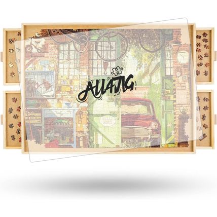 ALL4JIG 1500 Piece Rotating Puzzle Board with Drawers and Cover,25"X34"Portable