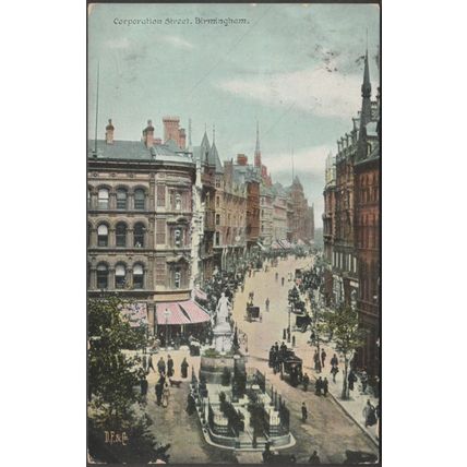 Corporation Street, Birmingham, 1906 - Stanford & Mann Postcard