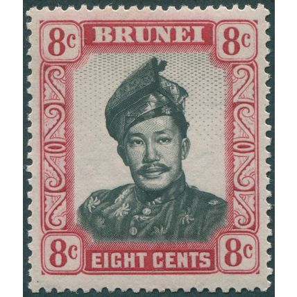 Brunei 1952 8c. black & crimson SG105 MNH