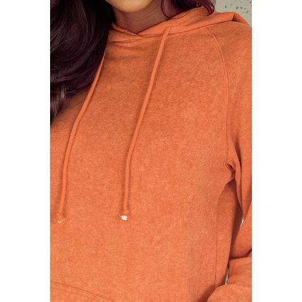Orange Mineral Wash Kangaroo Pocket Drawstring Pullover Hoodie