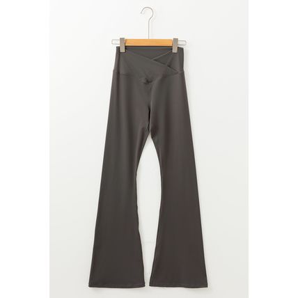 Dark Grey V Shape High Waist Flared Leggings
