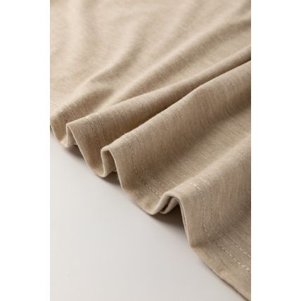 Parchment Solid Color Ruched Puff Sleeve T Shirt