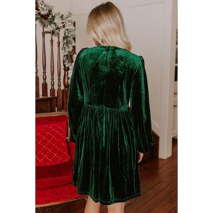 Evergreen Bowknot Decor High Waist Velvet Mini Dress