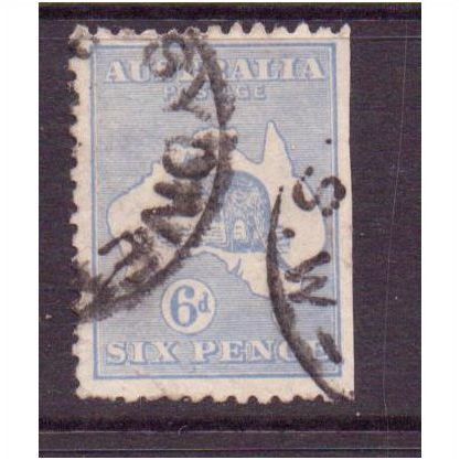 australia stamp kangaroo sg9 6d blue used
