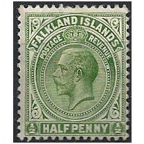 Falkland Islands 1912 SG60 1/2d Yellow-Green Mounted Mint...