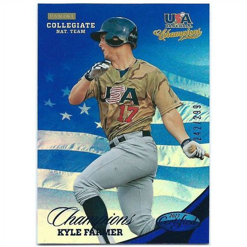2013 USA Baseball Champions National Team Mirror Blue - #132 - Kyle Farmer /299