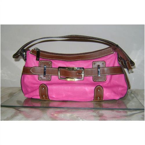 Chaps Brand Small Pink/Brown Faux Leather Handbag Excellent Condition!