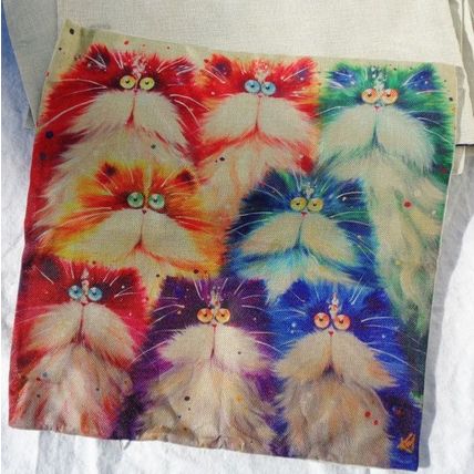 Cat Pillow Cover 17 x 17 8 Cats Slip Cover Home Decor 014