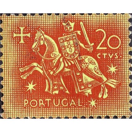 PORTUGAL, King Dinis, horseback, orange 1953, 20c, #6