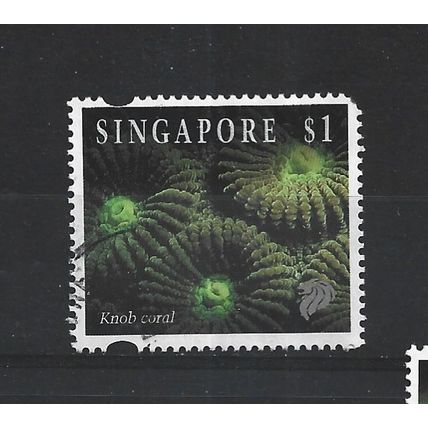 Singapore.SG750 $1 Knob coral.Fine Used.Jul25a