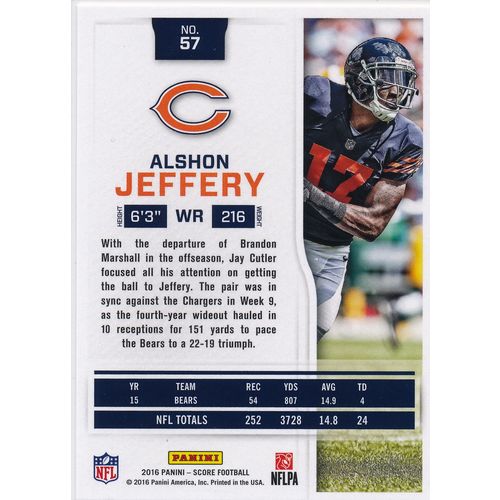 2016 Score Football 57 Alshon Jeffery Chicago Bears
