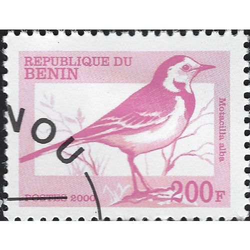 BENIN, BIRD, White Wagtail, Motacilla alba, violet 2000, 200F