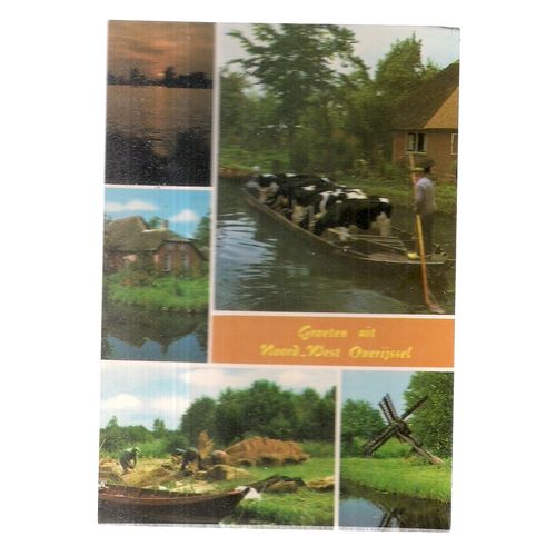 GROETEN UIT NOORD-WEST OVERIJSSEL, NETHERLANDS unused vintage postcard =