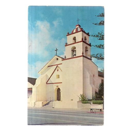 MISSION SAN BUENAVENTURA, VENTURA, CALIFORNIA, USA used postcard 1965 postmark =