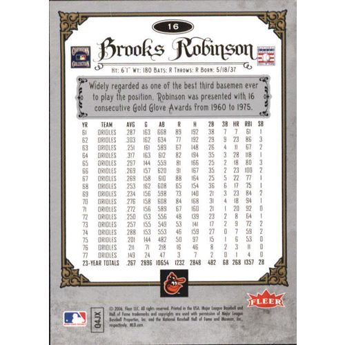2006 Fleer Greats of the Game Brooks Robinson #16