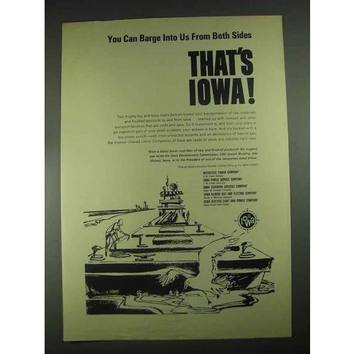1967 Iowa Development Commission Ad - Barge Into