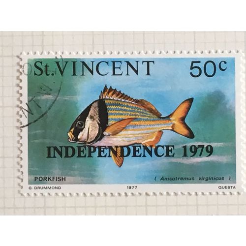 St Vincent 1979 Independence Marine Life 50c Pork fish Used SG 615 Sc 581 stamp