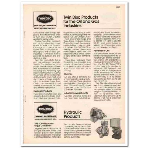 Twin Disc Inc 1993 Vintage Catalog Clutches Power-Take-Offs Hydraulic