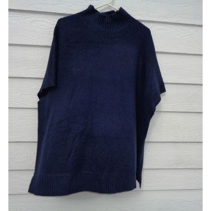 Womens Isaac Mizrahi Live Navy Blue Cashmere Sweater Poncho Medium Large
