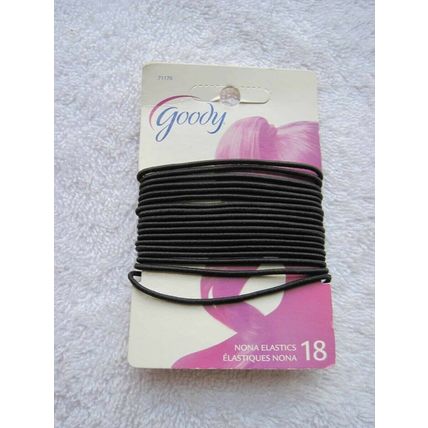 18 Thin Black Goody Classics Nona Ponytailer Hair Bands With Metal Elastics Aged