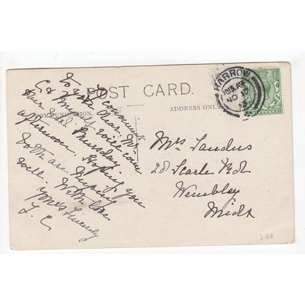 Fireplace Ingle Nook or Inglenook Harrow Postcard 1913 RP Middlesex