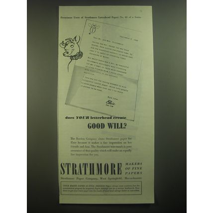 1945 Strathmore Paper Advertisement - Elsie the Cow from The Borden Company