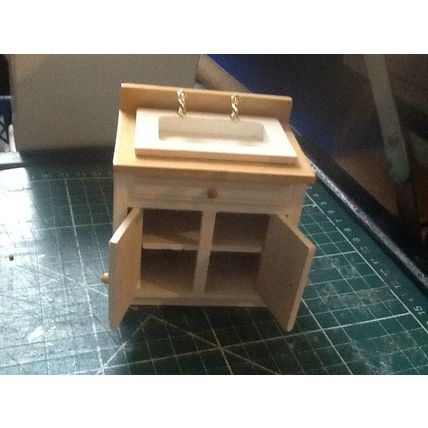 Preloved White Sink Unit with Pine 1:12th scale miniature