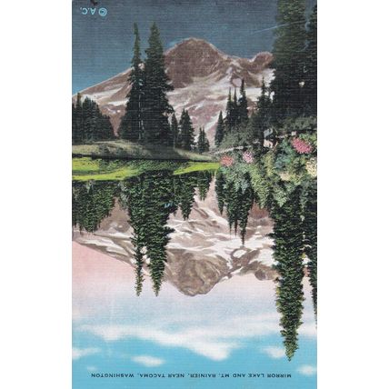 Yellowstone, Shasta, Rainier - Lot of 7 - Linen Era Postcards - Peaks & Hi-ways