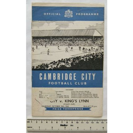 1963 programme Cambridge City v. King's Lynn, Culey Cup