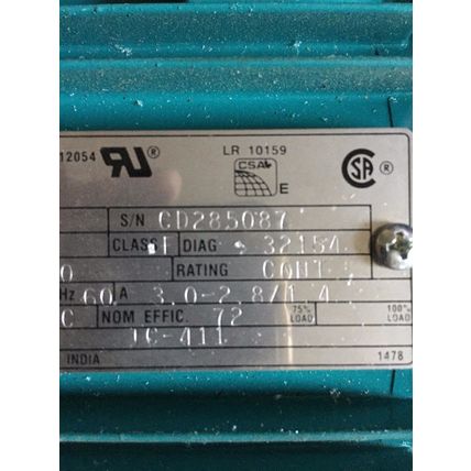 NEW BROOK CROMPTON 5422303WA-99 MOTOR,1/2 HP 3PH,208-230/460V,RPM 115,BS
