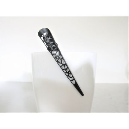 3 inch black filigree flower smaller alligator hair claw clip clamp
