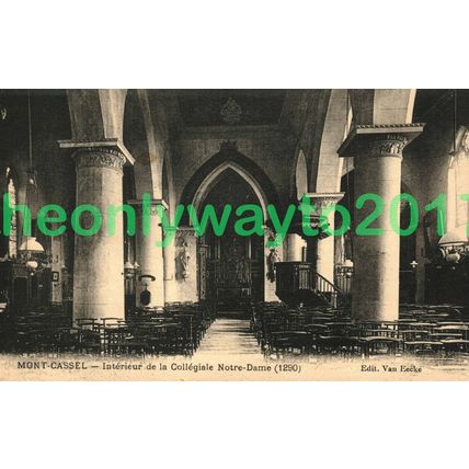 Mont-Cassel, Interieur Collegiale Notre Dame, France, Postcard, 1900/10s