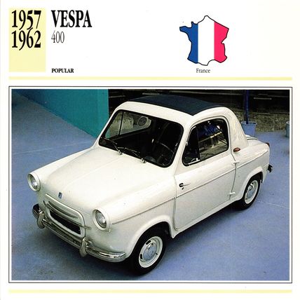 Collectors Club card. Classic Cars. Vespa 400