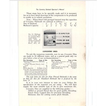 Herbert Coventry Diehead Operators Manual 6th Edition 1960 EP11603500 PDF