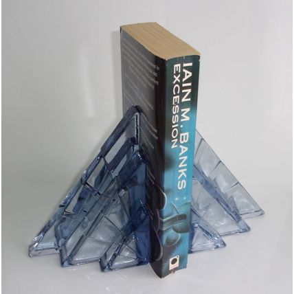 Rare Bagley Art Deco Blue Glass 'Wyndham' Book Ends Pair (Issues).