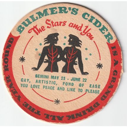 BEER MAT - BULMERS CIDER - THE STARS AND YOU - (Cat 0026) - (1958)