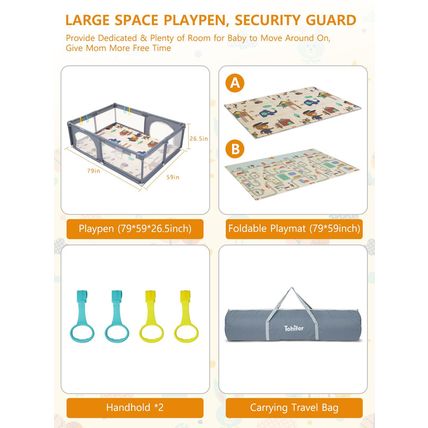 Baby Playpen with Mat, Large Baby Play Yard for Toddler, Bpa-Free, Non-Toxic, Sa