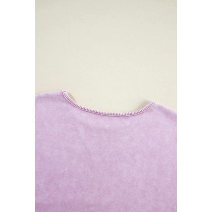 Orchid Petal Mineral Wash Drop Shoulder Pullover Sweatshirt