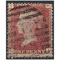 1858 SG43 1d Red Plate 110 Good/Fine Used Check Letters "HI".